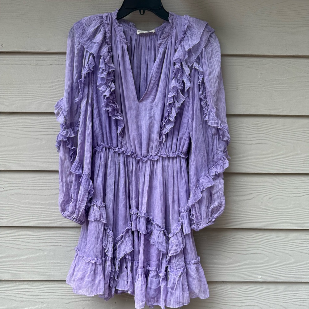 Ulla Johnson Lilac Aberdeen Ruffled Mini Dress - Picture 4 of 12